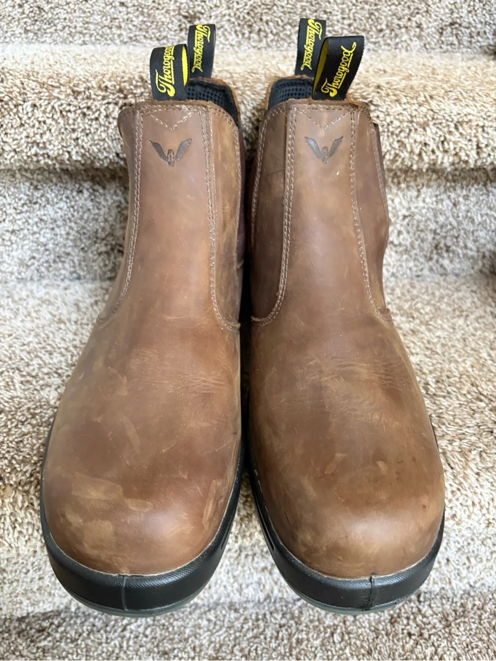 Thorogood Men's Brown Leather Slip-On Chelsea Work Boots
